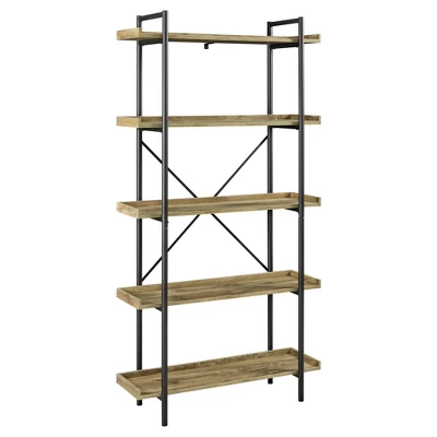 68" 5 Tray Shelf Urban Pipe X Back Bookshelf - Saracina Home 4 68" 5 Tray Shelf Urban Pipe X Back Bookshelf - Saracina Home - Image 2