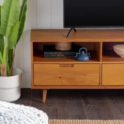 Cara 3 Drawer Mid-Century Modern 3 Drawer TV Stand For TVs Up To 80" - Saracina Home 24 Cara 3 Drawer Mid-Century Modern 3 Drawer TV Stand For TVs Up To 80" - Saracina Home -Living Room Furniture Store GUEST 0824ed10 634d 442e 93d1 6435deb8cb30