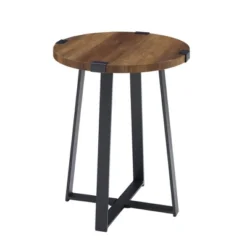 Wrightson Urban Industrial Faux Wrap Leg Round Side Table - Saracina Home -Living Room Furniture Store GUEST 10a274df fdc1 4838 a26b e97de3166e26