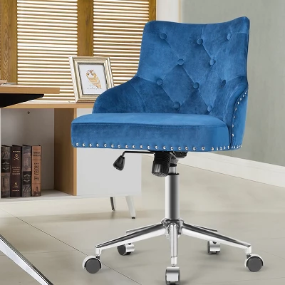 Tangkula Velvet Desk Chair Upholstered 360°Swivel Height Adjustable Rolling Office Chair For Office Bedroom Living Room 4 Tangkula Velvet Desk Chair Upholstered 360°Swivel Height Adjustable Rolling Office Chair For Office Bedroom Living Room - Image 2