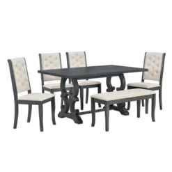 6 PCS Retro Dining Set With Unique-designed Table And Upholstered Chair-ModernLuxe 18 6 PCS Retro Dining Set With Unique-designed Table And Upholstered Chair-ModernLuxe -Living Room Furniture Store GUEST 144b2e82 beff 4f59 aab3 7cc9f823a4d3