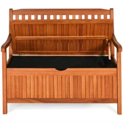 Costway 42'' Storage Bench Deck Box Solid Wood Seating Container Tools Toys W/Backrest -Living Room Furniture Store GUEST 166e6e3d fc9e 4cc0 b96e 26a0613eeb9b