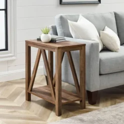 Taylen A Frame Farmhouse Open Storage Side Table - Saracina Home