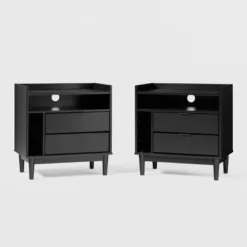 2pk Mid-Century Modern Solid Wood 2 Drawer Storage Nightstands - Saracina Home -Living Room Furniture Store GUEST 1f73b353 865e 4131 a376 6364f0459882