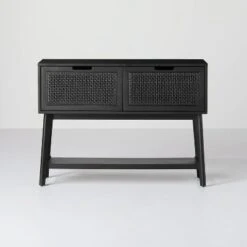 Wood & Cane Console Table With Pull-Down Drawers - Hearth & Hand™ With Magnolia -Living Room Furniture Store GUEST 20528750 0c48 4495 9988 dee7756ece00