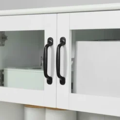 HOMCOM Freestanding Kitchen Pantry, 4-Door Buffet Cabinet With Hutch, Coffee Bar With Adjustable Shelves, 63.5 Inches, White -Living Room Furniture Store GUEST 280f6d6f 7549 46dc 9872 58e221f9506c