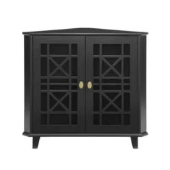 2 Door Corner Accent Cabinet With Fretwork Doors - Saracina Home -Living Room Furniture Store GUEST 28fe5556 fd13 4741 9522 8e0abe2af5bd
