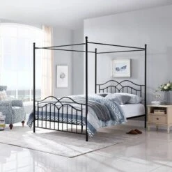 Queen Earhart Traditional Iron Canopy Bed - Christopher Knight Home