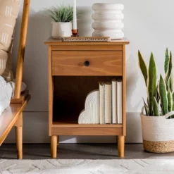 Stiva Classic Mid-Century Modern 1 Drawer Nightstand - Saracina Home -Living Room Furniture Store GUEST 33c12aa3 b173 42fe b6c7 72dbb0a37814