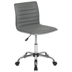 Emma And Oliver Low Back Designer Armless Ribbed Swivel Task Office Chair -Living Room Furniture Store GUEST 34b755b6 b6f9 4005 adb2 3a20d34ebc77
