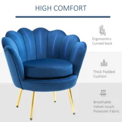 HomCom Elegant Velvet Upholstered Accent Leisure Club Chair With Gold Metal Legs -Living Room Furniture Store GUEST 36821f06 031a 4cfd 8ad6 b397a37162c9