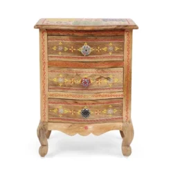 Ailey Handcrafted Boho Mango Wood 3 Drawer Nightstand Natural - Christopher Knight Home -Living Room Furniture Store GUEST 3924a78e 3952 49db 866c 6794bccc9300