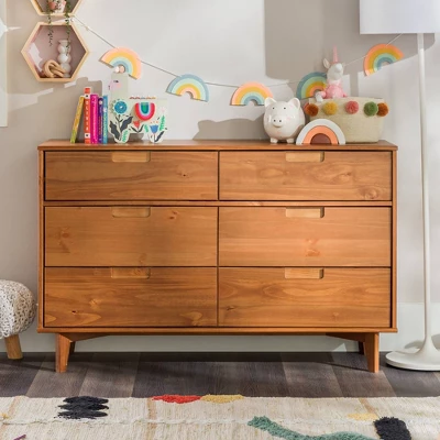 Mid-Century Modern Groove Wood 6 Drawer Dresser - Saracina Home 18 Mid-Century Modern Groove Wood 6 Drawer Dresser - Saracina Home - Image 16
