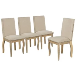 5 PCS Round Wood Extendable Dining Table Set With 4 Upholstered Dining Chairs-ModernLuxe -Living Room Furniture Store GUEST 3f067f5c e1b8 4a97 b8a1 24e970d94ae6