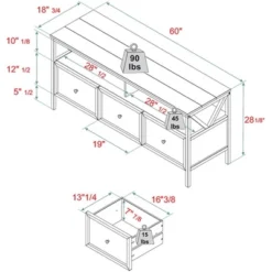 Farmhouse 3 Drawer Wood TV Stand For TVs Up To 65" - Saracina Home -Living Room Furniture Store GUEST 40d5f612 f4e7 48b3 8586 affcd4996633
