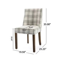 2pk Harman Contemporary Upholstered Plaid Dining Chairs Gray/Light Beige/Brown - Christopher Knight Home -Living Room Furniture Store GUEST 44f83184 b26d 4d60 996b e440176cff87