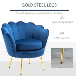 HomCom Elegant Velvet Upholstered Accent Leisure Club Chair With Gold Metal Legs -Living Room Furniture Store GUEST 453ce68e e4a4 4f60 b7ec 9d9cab5e1638