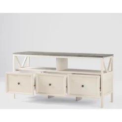 Farmhouse 3 Drawer Wood TV Stand For TVs Up To 65" - Saracina Home -Living Room Furniture Store GUEST 47fafb98 b85e 468b 9df3 9537ab731ccb