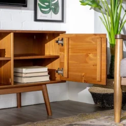 Solid Wood Mid-Century Modern TV Stand For TVs Up To 65" - Saracina Home -Living Room Furniture Store GUEST 4814f0a0 557a 4091 bf29 8479abd8c5d7