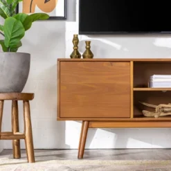 Solid Wood Mid-Century Modern TV Stand For TVs Up To 65" - Saracina Home -Living Room Furniture Store GUEST 4afdac7b ce07 40a9 92de c6ef5784b45e
