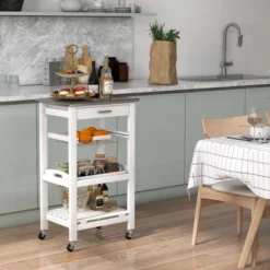 Costway Compact Kitchen Island Cart Rolling Service Trolley With Stainless Steel Top Basket 14 Costway Compact Kitchen Island Cart Rolling Service Trolley With Stainless Steel Top Basket -Living Room Furniture Store GUEST 4d833836 1d03 48d0 ab03 949b4fe18001