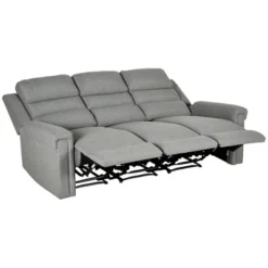 HOMCOM Recliner Sofa Couch With Easy Pull Handles And Adjustable Footrest, 3 Seater Sofa Modern Couch, Gray -Living Room Furniture Store GUEST 4e524981 c02c 4ca4 b112 cfc002a69fca