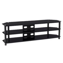 Travers Open Shelves TV Stand For TVs Up To 82" Black - CorLiving -Living Room Furniture Store GUEST 54f85528 267a 418b bedf 533a44ec7149