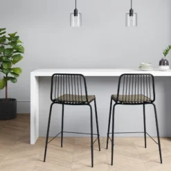 New Products 3 Set Of 2 Sodra Rounded Seat Wire Counter Height Barstool Black - Threshold™