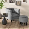 Costway Modern Accent Chair With Ottoman Armchair Barrel Sofa Chair With Footrest Grey -Living Room Furniture Store GUEST 5d94ef8f bb9c 4640 84d8 b5ab23862a89