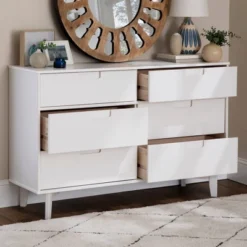 Mid-Century Modern Groove Wood 6 Drawer Dresser - Saracina Home 26 Mid-Century Modern Groove Wood 6 Drawer Dresser - Saracina Home -Living Room Furniture Store GUEST 5f343547 8bdb 4ab5 8100 4810a89a5608