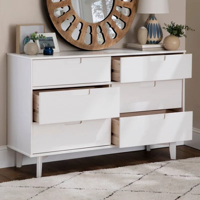 Mid-Century Modern Groove Wood 6 Drawer Dresser - Saracina Home 7 Mid-Century Modern Groove Wood 6 Drawer Dresser - Saracina Home - Image 5