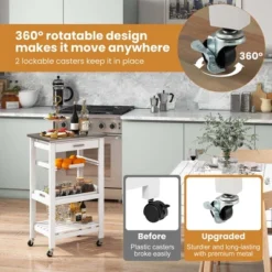 Costway Compact Kitchen Island Cart Rolling Service Trolley With Stainless Steel Top Basket 16 Costway Compact Kitchen Island Cart Rolling Service Trolley With Stainless Steel Top Basket -Living Room Furniture Store GUEST 65c0c9bb 50c6 4b23 bffd 4f1388a1e634