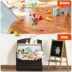 Costway Kids Wooden Toy Storage Unit Organizer W/Rolling Toy Box & Plastic Bins NaturalEspresso -Living Room Furniture Store GUEST 6649d054 ddae 4200 95c9 643014cf866f