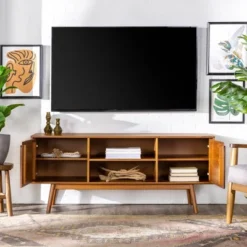 Solid Wood Mid-Century Modern TV Stand For TVs Up To 65" - Saracina Home -Living Room Furniture Store GUEST 686002c1 8c90 4149 bce4 d40fc12f1038