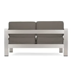 Cape Coral 5pc Aluminum And MGO Seating Set With Fire Table Khaki/Light Gray - Christopher Knight Home -Living Room Furniture Store GUEST 72369f1a e599 4d30 93cb 877b6f8ed328