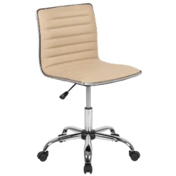 Emma And Oliver Low Back Designer Armless Ribbed Swivel Task Office Chair -Living Room Furniture Store GUEST 759c934d ed70 43b7 b454 ed58984d1c4a