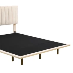 Queen Size Upholstered Floating Velvet Platform Bed With Sensor Light And Headboard-ModernLuxe -Living Room Furniture Store GUEST 75f18426 76a4 4916 a9fe 68af0a540d22
