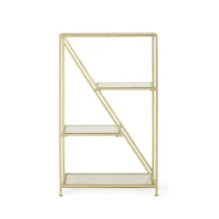 Kokesh Modern Glam Tempered Glass 3 Shelf Asymmetrical Bookcase Gold - Christopher Knight Home 12 Kokesh Modern Glam Tempered Glass 3 Shelf Asymmetrical Bookcase Gold - Christopher Knight Home -Living Room Furniture Store GUEST 76aac0ad 62b1 4356 b049 86166c87825f