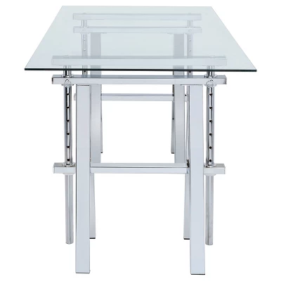 Statham Glass Top Adjustable Sawhorse Standing Desk Chrome - Coaster 7 Statham Glass Top Adjustable Sawhorse Standing Desk Chrome - Coaster - Image 5