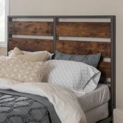 Queen Urban Chic Metal And Wood Plank Bed Brown - Saracina Home -Living Room Furniture Store GUEST 78298f79 4b56 4b36 9286 ecf432a2b0f1