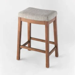 Candor Wood And Upholstered Saddle Counter Height Barstool - Threshold™ -Living Room Furniture Store GUEST 80c1f2de 5ac5 48a3 9160 9e552e51230e