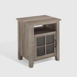 Transitional Classic Windowpane Storage Side Table - Saracina Home -Living Room Furniture Store GUEST 88952578 f4c2 4317 9491 b95e5eff9454