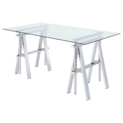 Statham Glass Top Adjustable Sawhorse Standing Desk Chrome - Coaster 11 Statham Glass Top Adjustable Sawhorse Standing Desk Chrome - Coaster -Living Room Furniture Store GUEST 8f725f4c e81e 4aac bcc9 d29262a38211