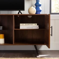 2 Door Mid-Century Modern Wood Storage TV Stand For TVs Up To 80" - Saracina Home -Living Room Furniture Store GUEST 910fe446 d949 4eab 8f55 84b563e374b2