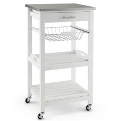 Costway Compact Kitchen Island Cart Rolling Service Trolley With Stainless Steel Top Basket 19 Costway Compact Kitchen Island Cart Rolling Service Trolley With Stainless Steel Top Basket -Living Room Furniture Store GUEST 947788ec 927f 4097 bffa cbd674ec7025