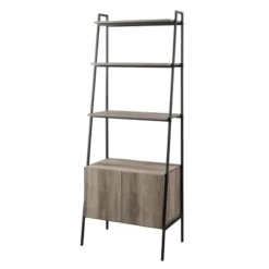 72" Open Shelf And Closed Storage Cabinet Ladder Bookcase - Saracina Home -Living Room Furniture Store GUEST 95647392 bcf6 4609 85d2 67f249b2f3ff