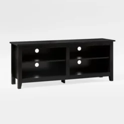 Transitional 4 Cubby Wood Open Storage TV Stand For TVs Up To 65"- Saracina Home -Living Room Furniture Store GUEST a6e3a24c 5f9e 443a b207 9469bc1cee89