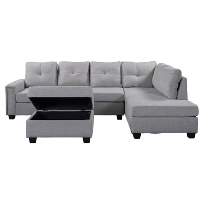 108" Reversible L-Shape Sectional Sofa Couch With Storage Ottoman-ModernLuxe 6 108" Reversible L-Shape Sectional Sofa Couch With Storage Ottoman-ModernLuxe - Image 4