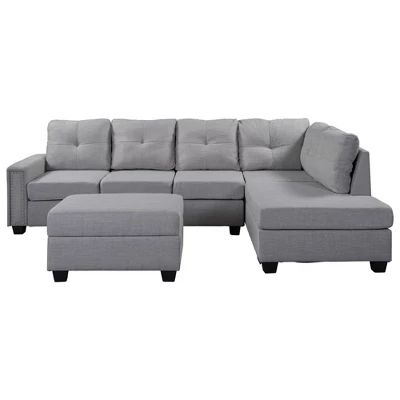 108" Reversible L-Shape Sectional Sofa Couch With Storage Ottoman-ModernLuxe 5 108" Reversible L-Shape Sectional Sofa Couch With Storage Ottoman-ModernLuxe - Image 3