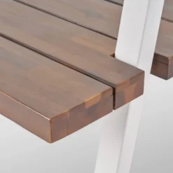 Huckleberry Rectangle Acacia Wood Patio Dining Table With Iron Plant Hanger Dark Brown/White - Christopher Knight Home -Living Room Furniture Store GUEST af676181 7153 4cb0 a368 3583d1a998d0